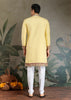 Festive Yellow Embroidered Stitched Kurta Set