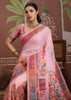 Blush Pink Woven Cotton Kashmiri Jamewar Saree
