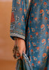 Coral Blue Embroidered Suit Set With Digital Print