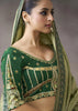 “Exclusive Offer” : Sage Green Banarasi Designer Saree With Embroidered Blouse