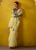 Pastel Yellow Woven Embroidered Chiffon Saree