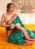 Peacock Bloom: Banarasi Meenakari Saree in the shade of Emerald Green