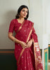 Flame Red Woven Tussar Silk Saree