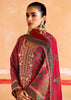 Faded Red Embroidered Suit Set With Digital Print