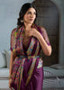 Berry Purple Printed Satin Silk Saree