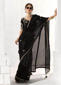 Desire Black Designer Organza Tissue Silk Saree