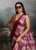 Beet Red Printed Satin Silk Saree