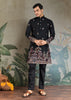 Phantom Black Sequence Embroidered Cotton Kurta With Dupatta