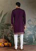 Wine Purple Embroidered Stitched Kurta Set