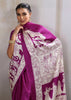Dahlia Purple Printed Satin Silk Saree