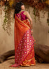 Jaffa Orange Woven Cotton Silk Saree