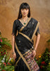 Midnight Black Woven Banarasi Silk Saree