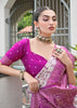 White & Magenta Woven Banarasi Patola Silk Saree