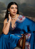 Dazzaling Blue Printed Satin Silk Saree