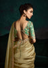 Golden Green Designer Tissue Silk Saree With Printed Blouse