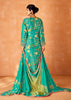 Festive Green Embroidered Suit Set With Floral Print