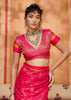 Raspberry Pink Woven Banarasi Silk Saree