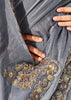 Silver Grey Embroidered Designer Silk Saree