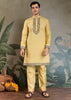 Sunlight Yellow Embroidered Stitched Kurta Set With Jacket