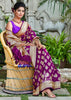 Immortal Blooms: Banarasi Silk Saree with Meenakari Floral Motifs in the Shades of Purple (7644367225025) (7708040396993)