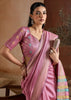 Lilac Pink Woven Banarasi Silk Saree