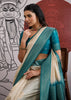 Blue Border Ivory Woven Banarasi Silk Saree