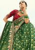 Pine Green Woven Georgette Bandhej Designer Saree