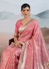 Salmon Peach Woven Banarasi Tissue Silk Saree