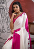 Hot Pink Printed Satin Silk Saree