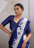 True Blue Printed Satin Silk Saree