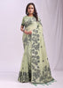 Pistachio Green Woven Cotton Linen Silk Saree