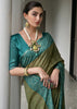 Green & Blue Printed Tussar SIlk Saree