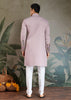 Lilac Purple Sequence Embroidered Cotton Kurta With Dupatta