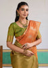 Bright Orange Woven Tussar Silk Saree