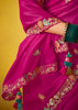 Queen Pink Woven Embroidered Chiffon Saree