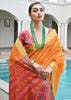 Orange Woven Silk Saree With Patola Pallu