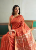 Spicy Orange Woven Tussar Silk Saree