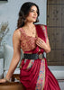 Maroon Printed Satin Silk Saree