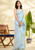 Sky Blue Woven Linen Silk Saree