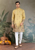 Festive Yellow Sequence Embroidered Cotton Kurta With Dupatta