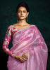 Spring Purple Designer Tissue Silk Saree With Printed Blouse