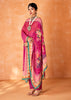 Queen Pink Embroidered Suit Set With Floral Print