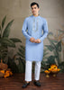 Light Blue Plain Kurta with Jacquard Jacket