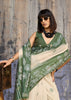Antique Green Printed Cotton Silk Saree
