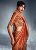 Apricot Orange Designer Silk Saree