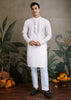 Bright White Plain Kurta with Jacquard Jacket