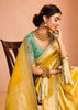 Haldi Yellow Woven Banarasi Designer Tissue Silk Saree With Embroidered Blouse