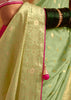 Sweet Green Woven Banarasi Designer Silk Saree With Embroidered Blouse