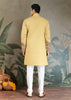 Festive Yellow Sequence Embroidered Cotton Kurta With Dupatta