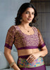 Berry Purple Printed Satin Silk Saree